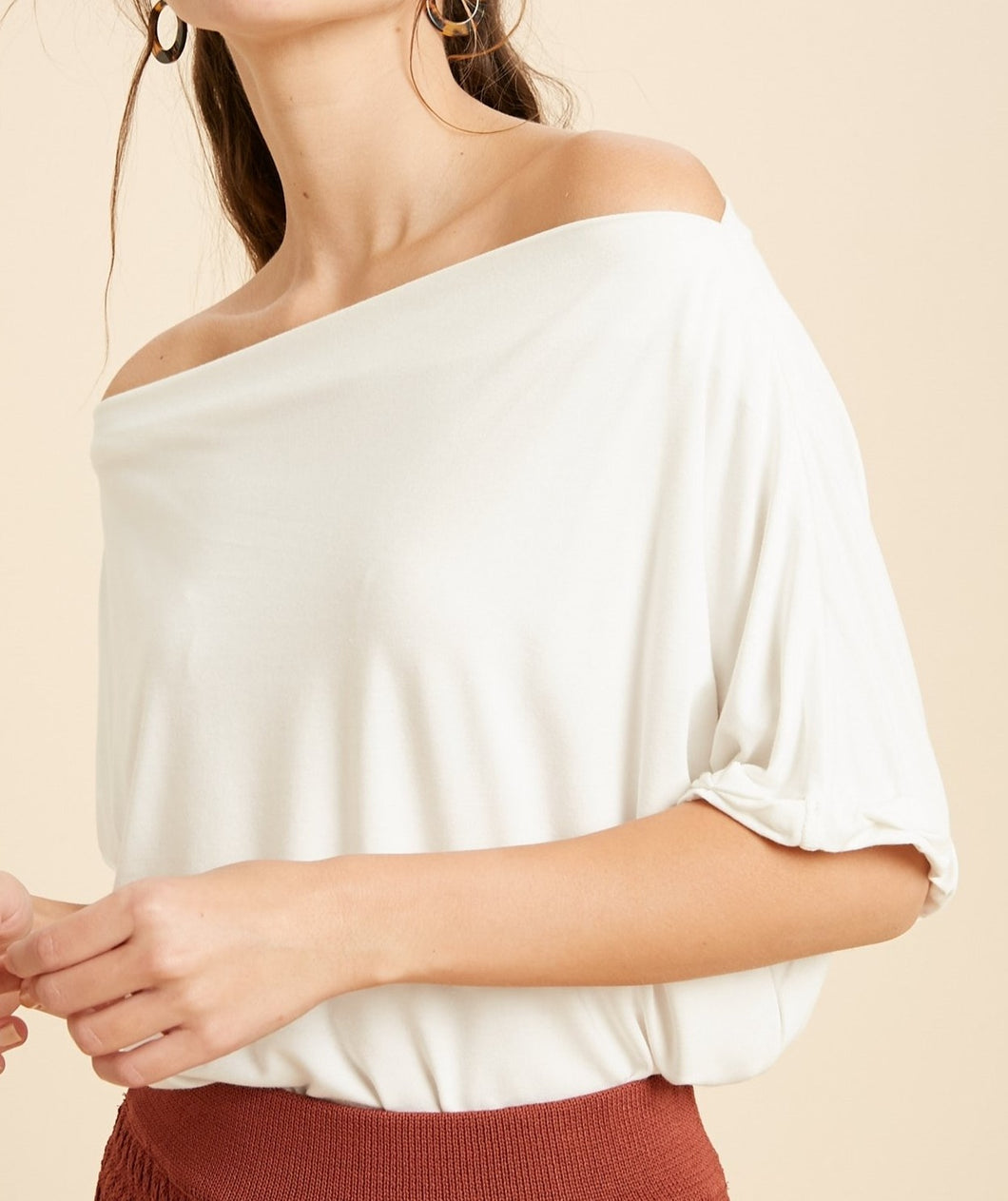 off the shoulder solid top - ivory (wear it three ways)