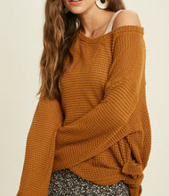 Load image into Gallery viewer, waffle knit round neck top - camel
