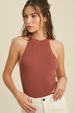 Load image into Gallery viewer, ribbed high neck round neck tank top 
