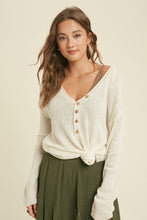 Load image into Gallery viewer, button down v-neck sweater - cream
