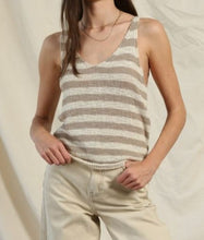Load image into Gallery viewer, stripe v-neck sweater knit tank top - taupe ivory
