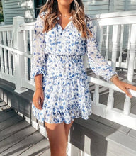 Load image into Gallery viewer, sweet floral mini dress skies are blue
