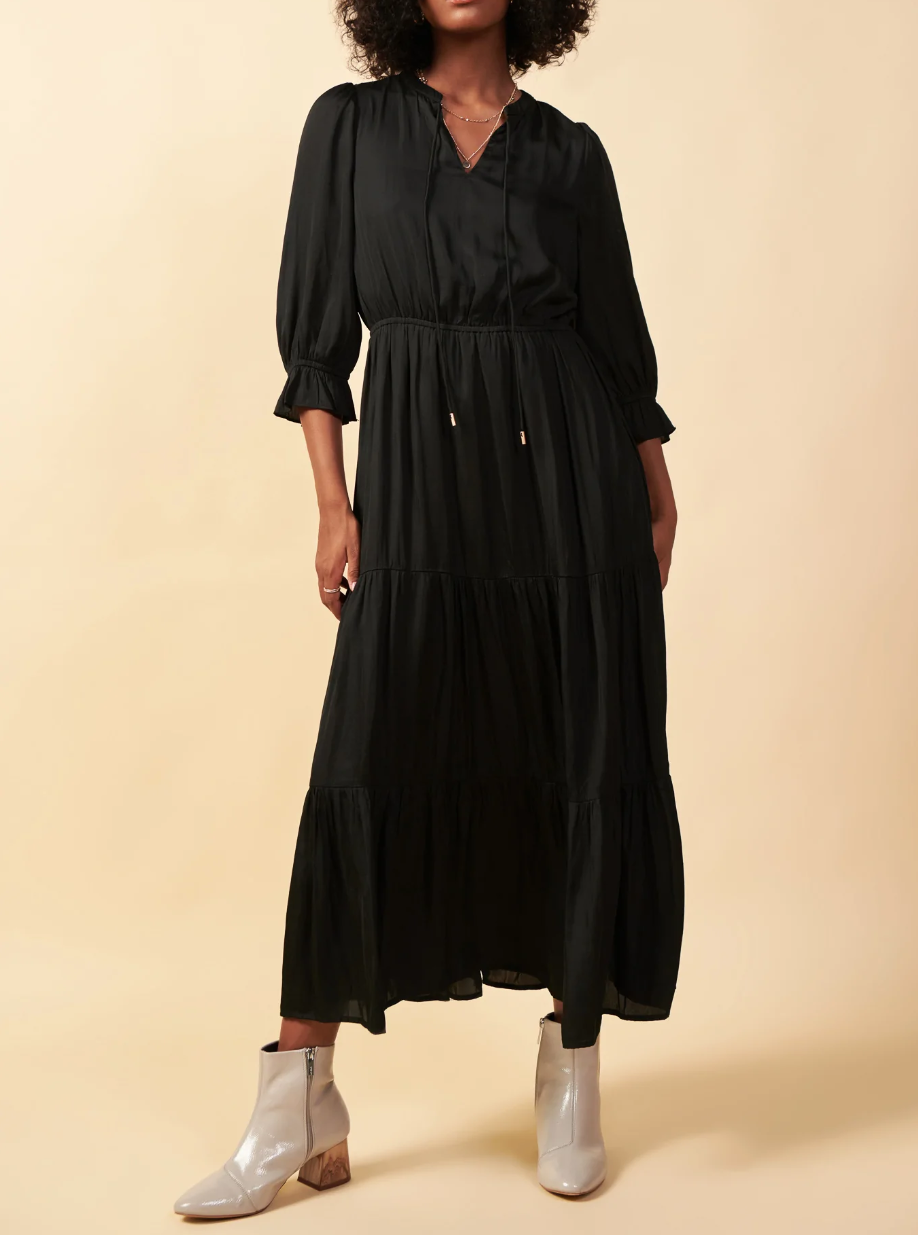 knee length dresses for ladies eleven44 Women's Modal Long Sleeve Side-Split Dress main image 0