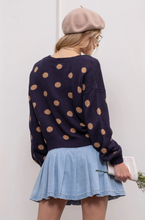 Load image into Gallery viewer, polka dot button up cardigan - navy

