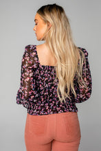 Load image into Gallery viewer, buddylove: cassie smocked long sleeve top - mystic
