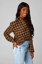 Load image into Gallery viewer, buddy love: portia plaid button up top - gingerbread
