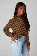 buddy love: portia plaid button up top - gingerbread