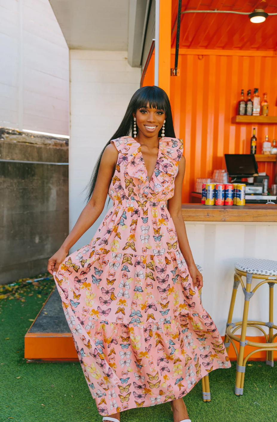 buddy love: crawford ruffle sleeve maxi dress