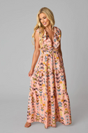 buddy love: crawford ruffle sleeve maxi dress - flutter