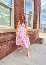 Load image into Gallery viewer, floral printed tiered midi dress - pink
