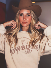 Load image into Gallery viewer, charlie southern: heroes have always been cowboys campus sweatshirt - tan
