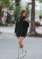 buddy love: mara turtleneck short sweater dress - black