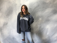 Load image into Gallery viewer, amanda moore designs: &quot;oklahoma&quot; corded crew sweatshirt - washed navy
