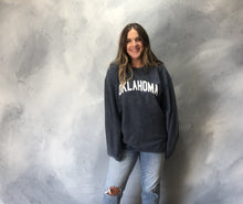 Load image into Gallery viewer, amanda moore designs: &quot;oklahoma&quot; corded crew sweatshirt - washed navy
