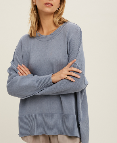 reverse detail sweater - blue