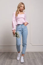 Load image into Gallery viewer, sweetheart neckline gingham blouse - pink

