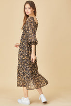 Load image into Gallery viewer, romantic floral midi dress - black
