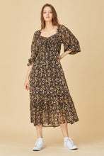 Load image into Gallery viewer, romantic floral midi dress - black
