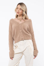 Load image into Gallery viewer, eyelash button up cardigan - camel
