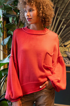Load image into Gallery viewer, rolling edge detail sweater - candy apple
