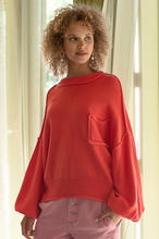 Load image into Gallery viewer, rolling edge detail sweater - candy apple
